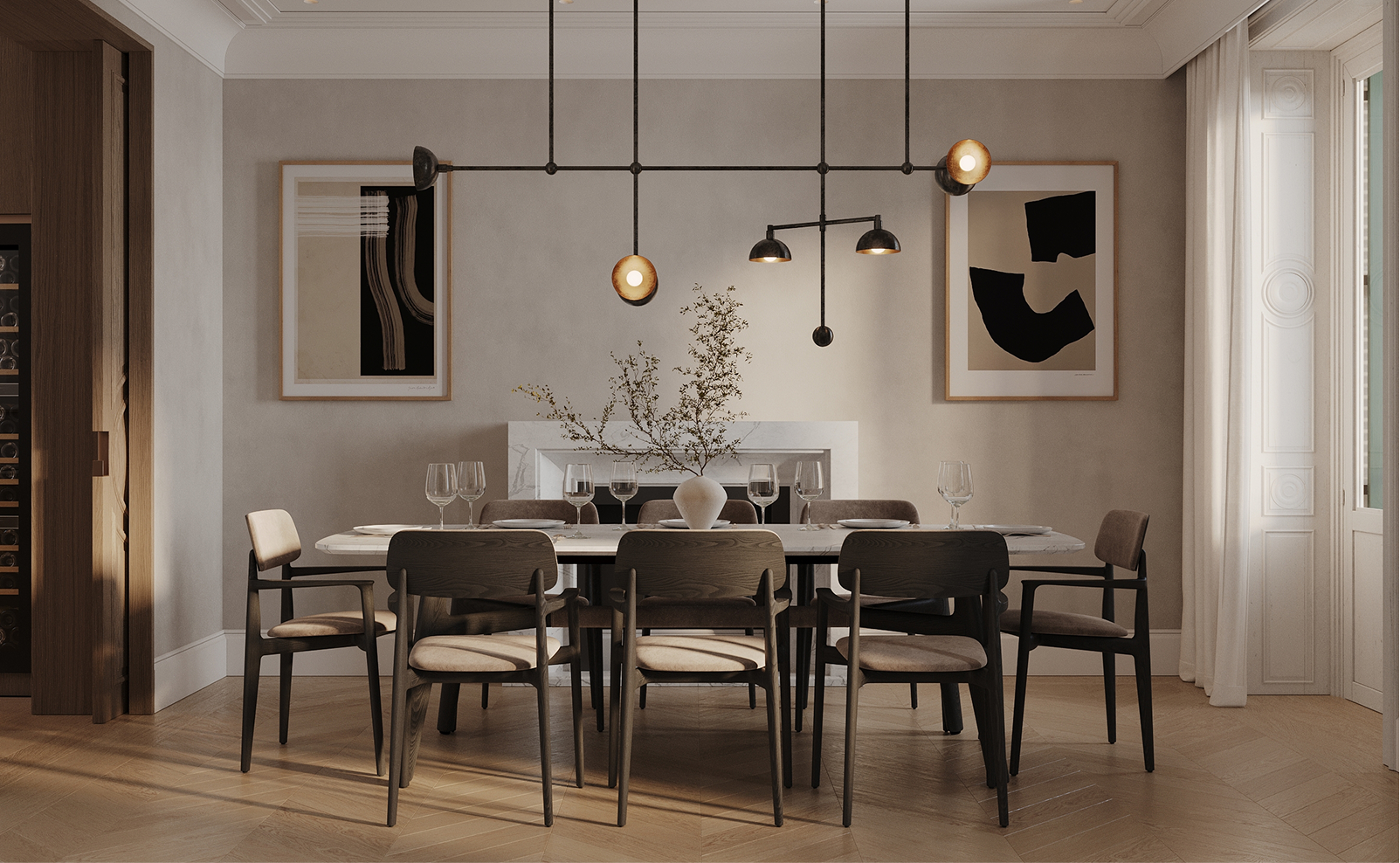 Comedor en vivienda reformada en Malasaña, Madrid