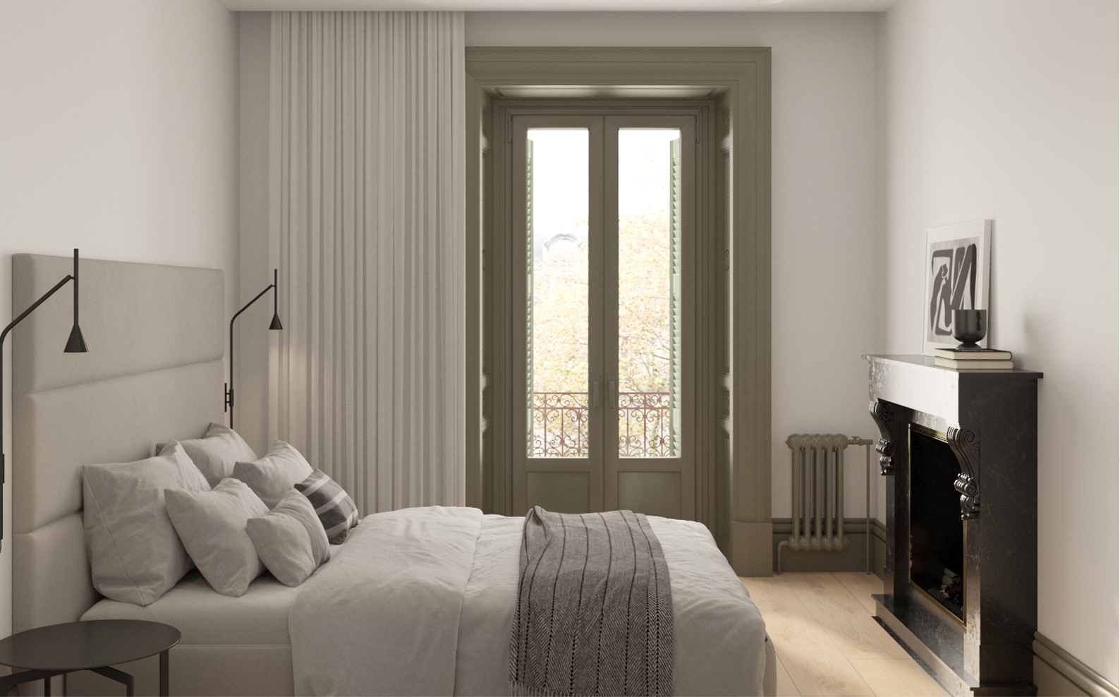 Dormitorio en vivienda reformada en Malasaña, Madrid