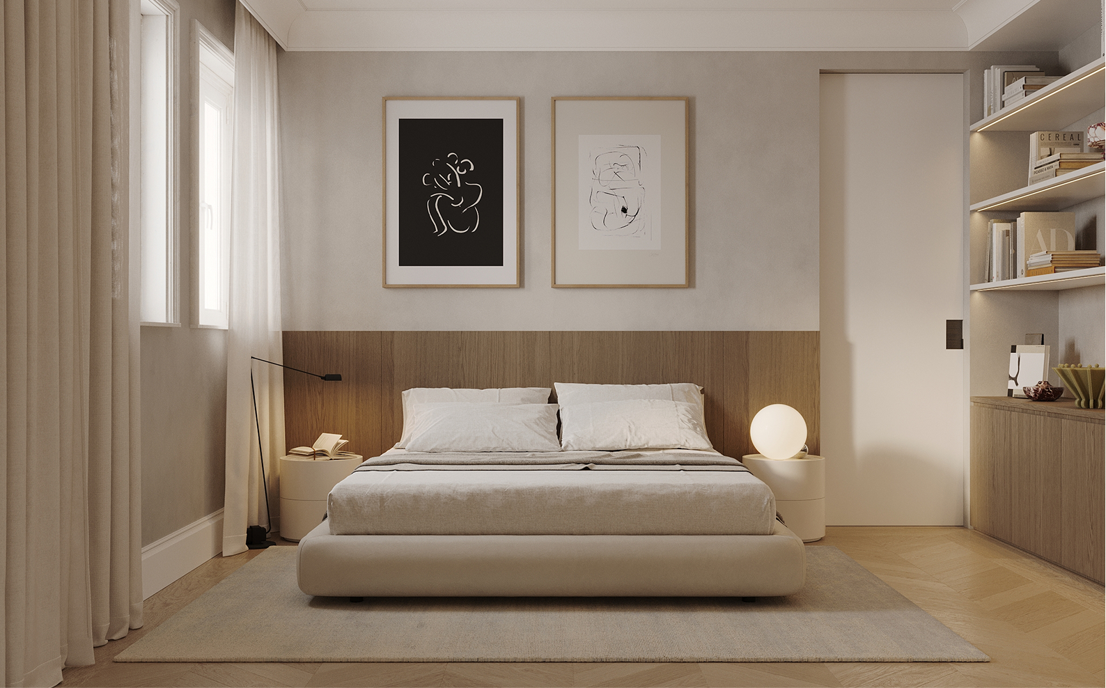 Dormitorio en vivienda reformada en Malasaña, Madrid