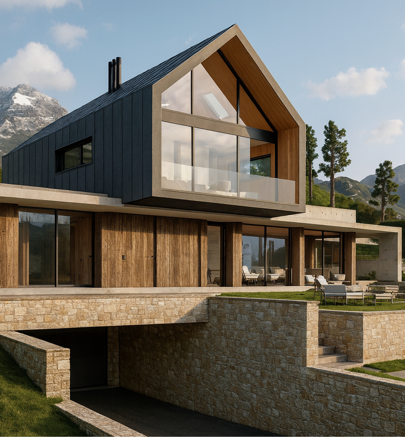 Casa contemporánea de obra nueva en Navacerrada con vistas al embalse