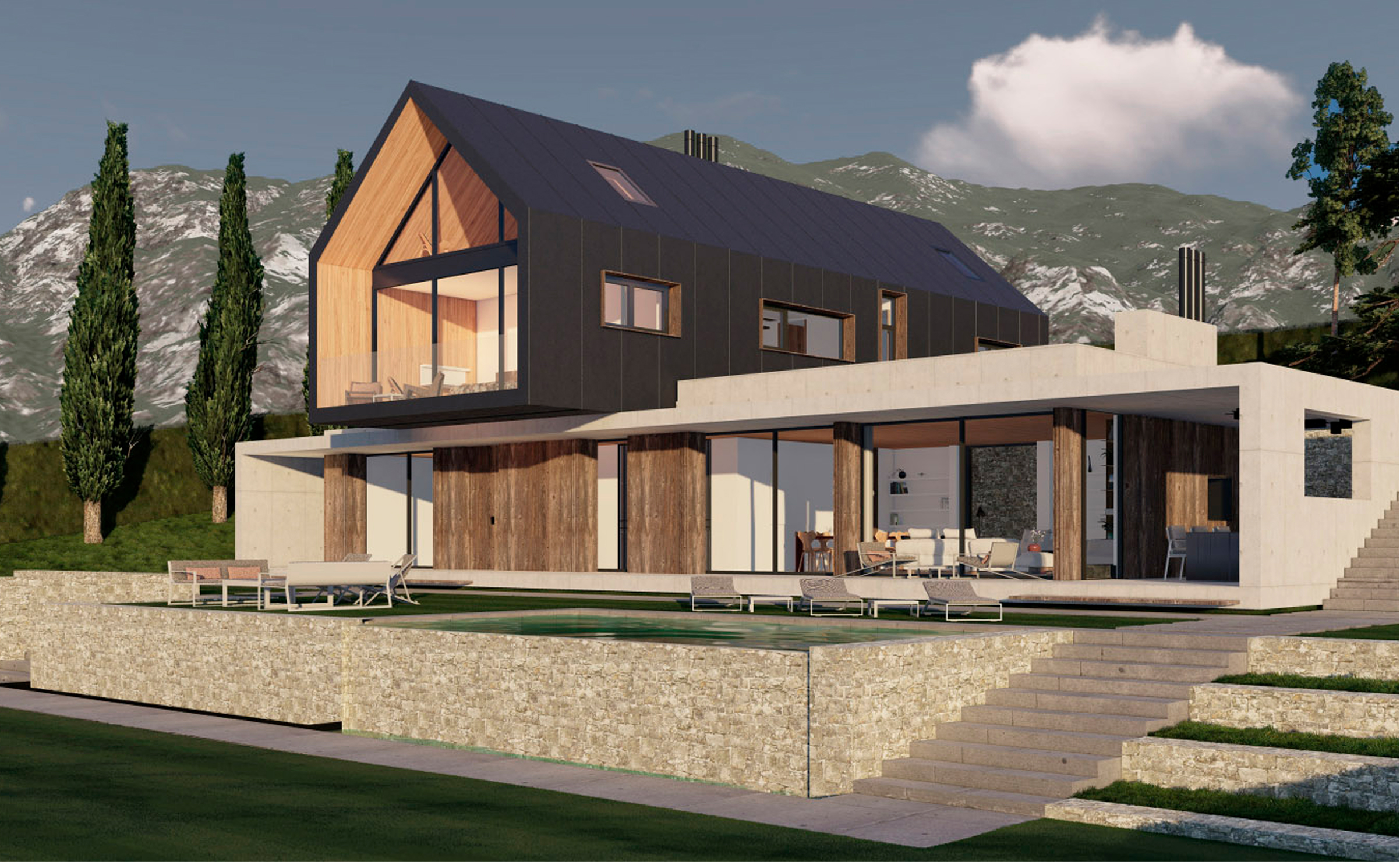 Casa contemporánea de obra nueva en Navacerrada con vistas al embalse