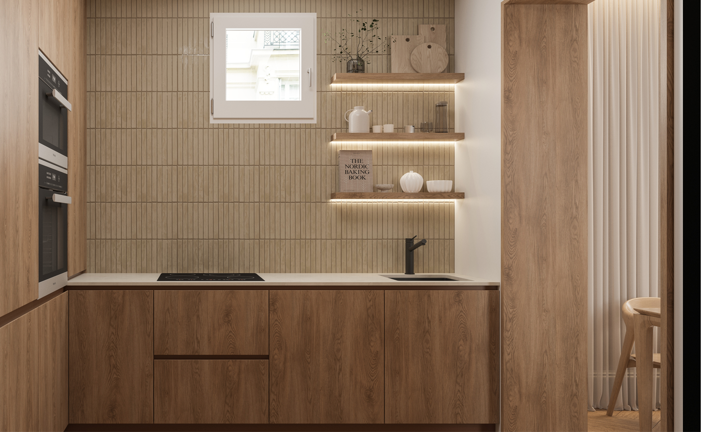 Cocina independiente en vivienda reformada en el Barrio de las Letras, Madrid