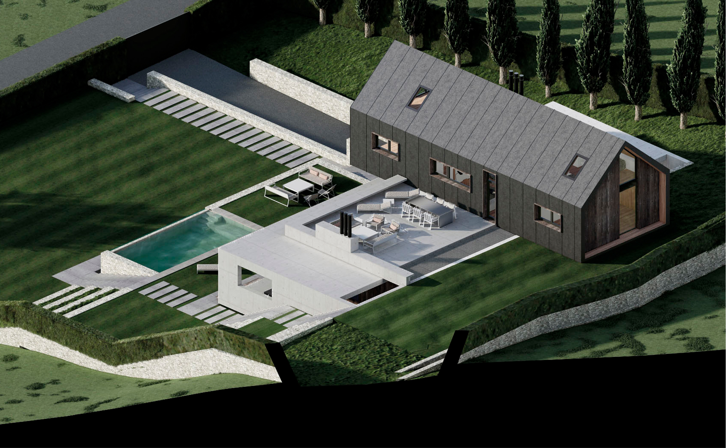 Casa contemporánea de obra nueva en Navacerrada con vistas al embalse